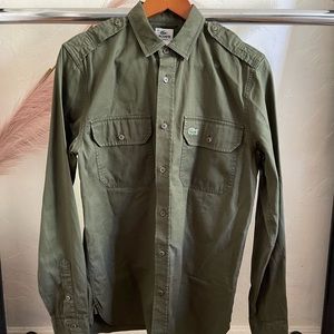 Lacoste Long Sleeve Military Twill Woven Button Shirt